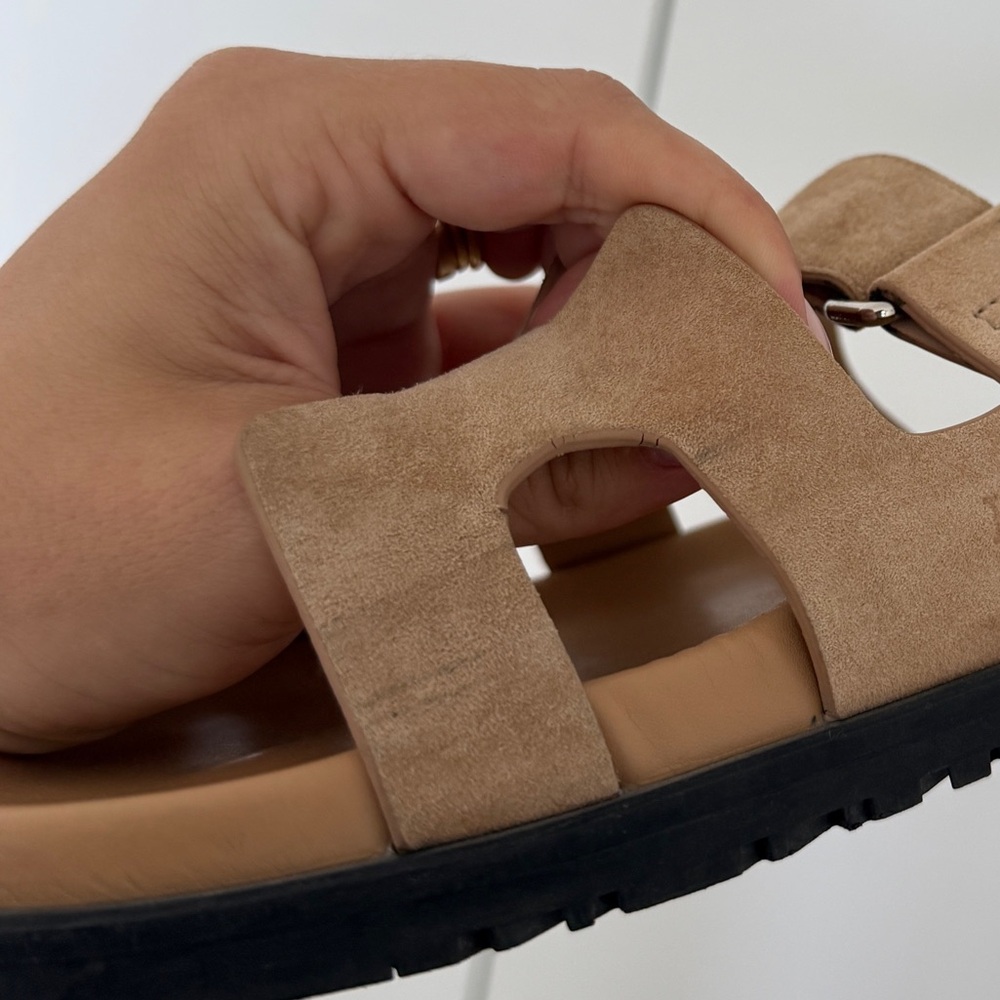 Hermès Women's Chypre Neutral Beige Sandals Suede Sz 39 - Picture 8 of 12